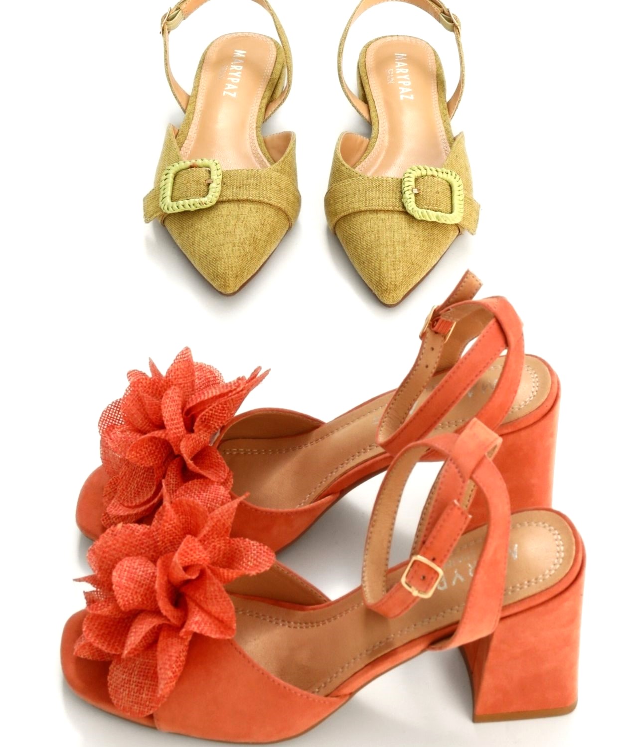 Sandalias tacón adorno floral